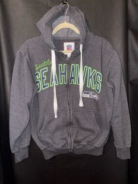 NFL Team Apparel Seattle Seahawks Full Zip Hoodie Charcoal Gray Small EUC